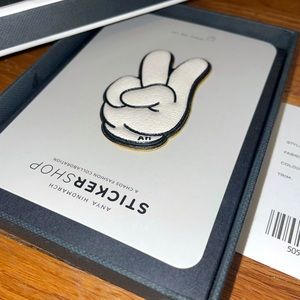 ANYA HINDMARCH Leather Sticker Glove “Mickey” Peace Sign